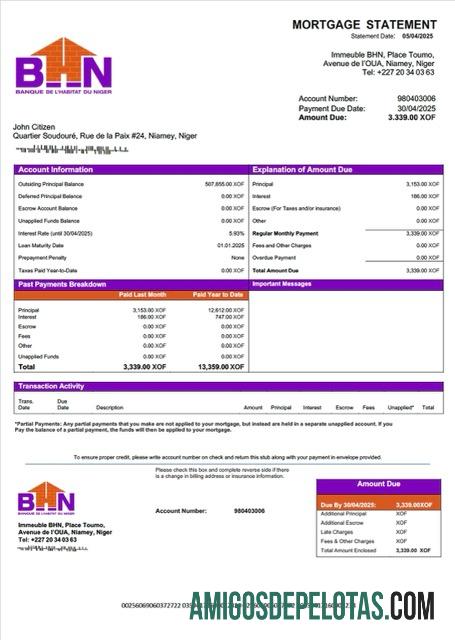 para download Níger Banque De L'Habitat Du Niger (BHN) Declaração de hipoteca Word e modelo PDF